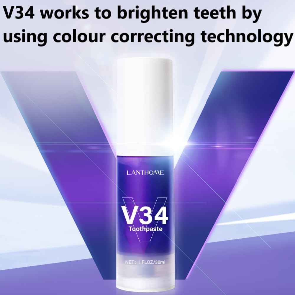 V34 Teeth Whitening Toothpaste for Tooth Stain Removal - Purple Toothpaste