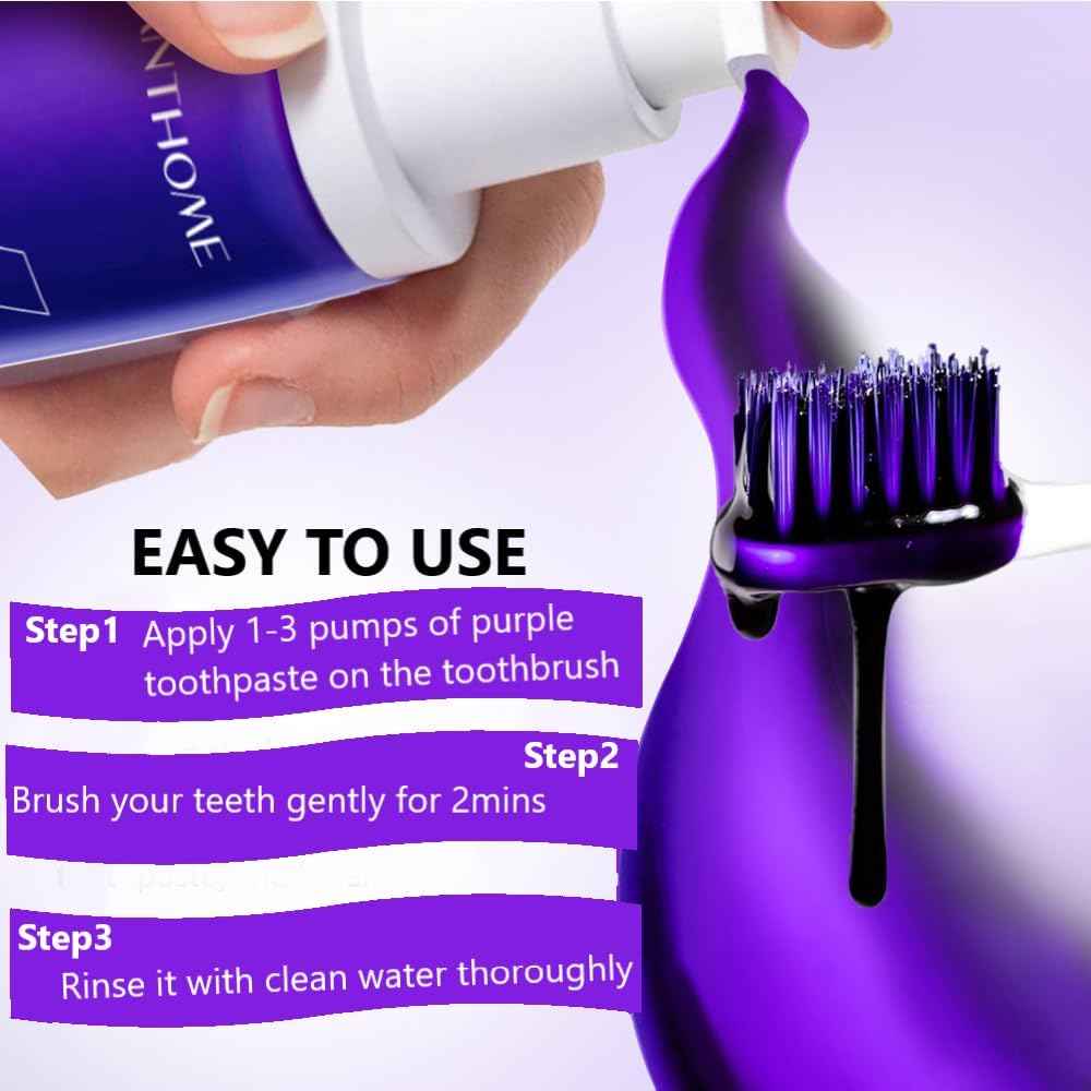 V34 Teeth Whitening Toothpaste for Tooth Stain Removal - Purple Toothpaste