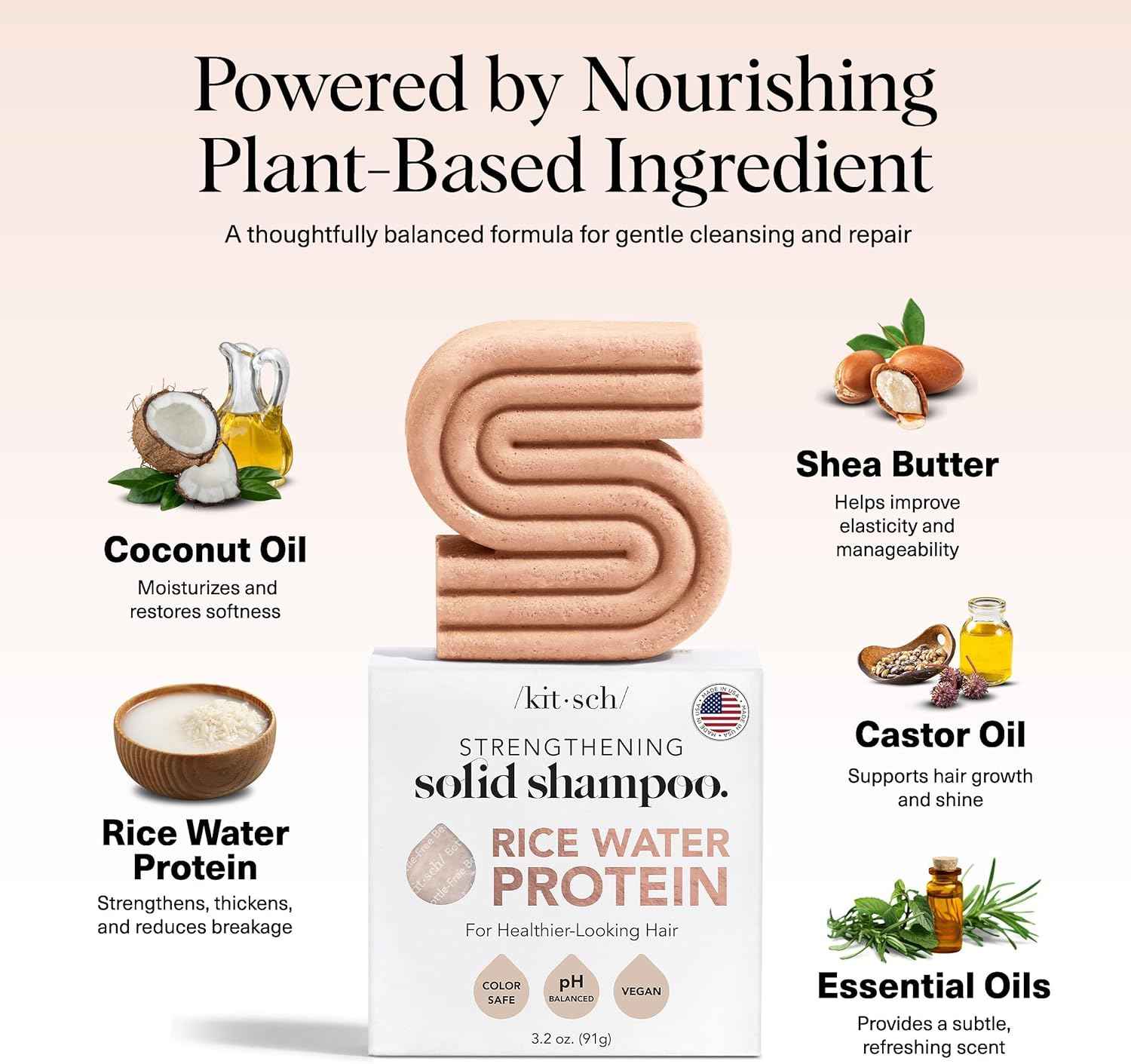 Rice Water Shampoo Bar |  Strengthening Weak or Damaged Hair