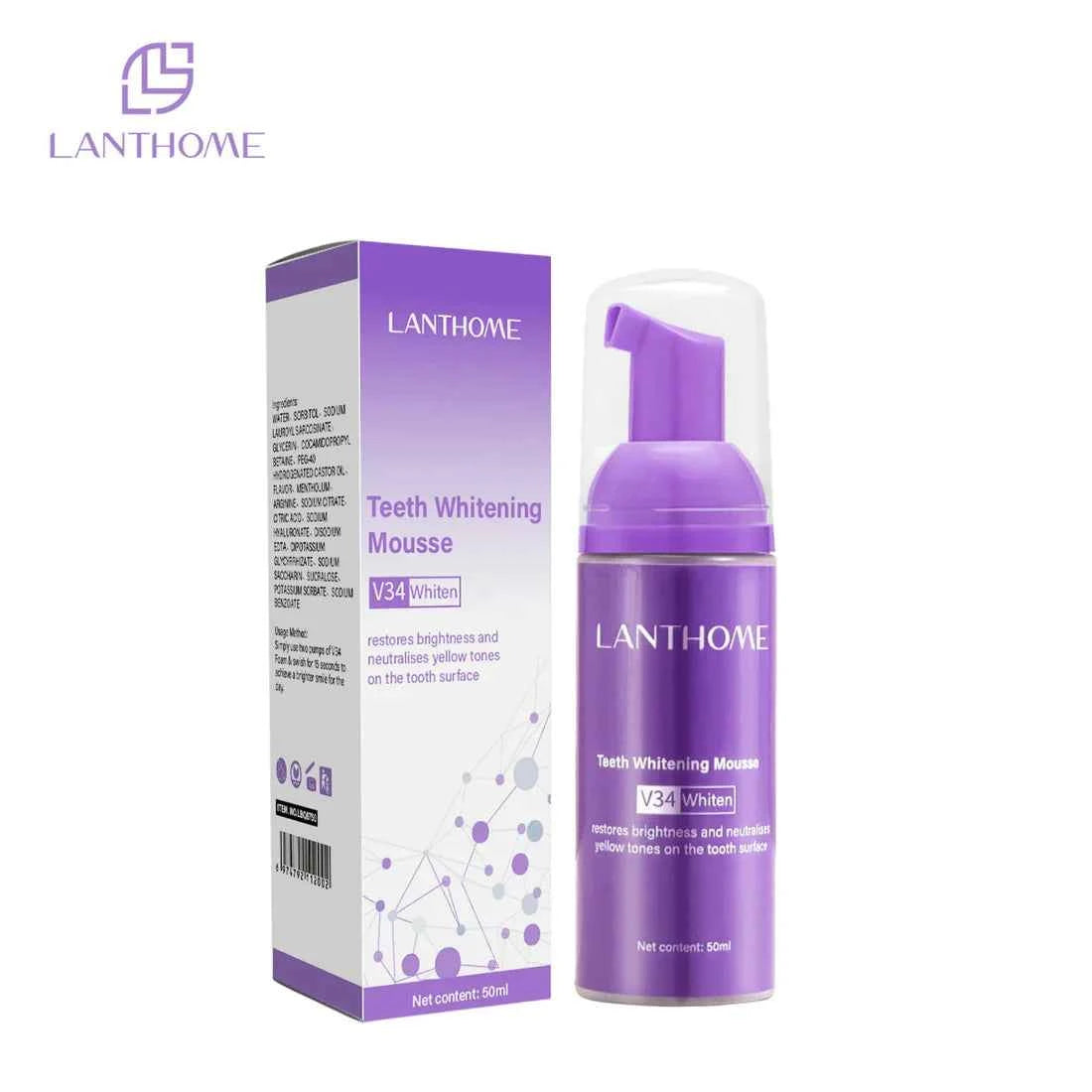 Lanthome Teeth Whitening Foam Mousse for Brightening and Neutralizing Yellow Tones